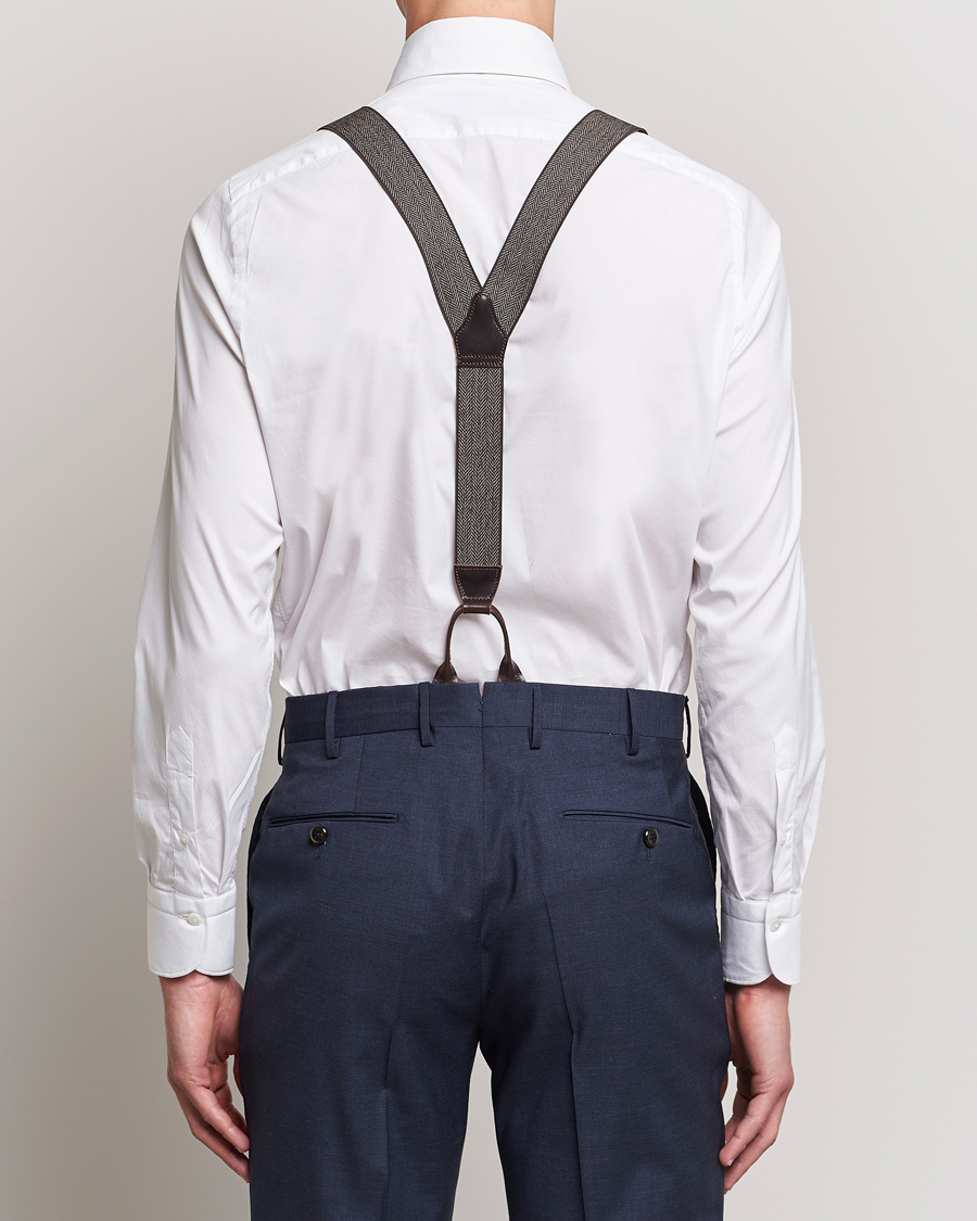 Mies | Albert Thurston Elastic Herringbone Braces 35mm Brown | Albert Thurston | Elastic Herringbone Braces 35mm Brown