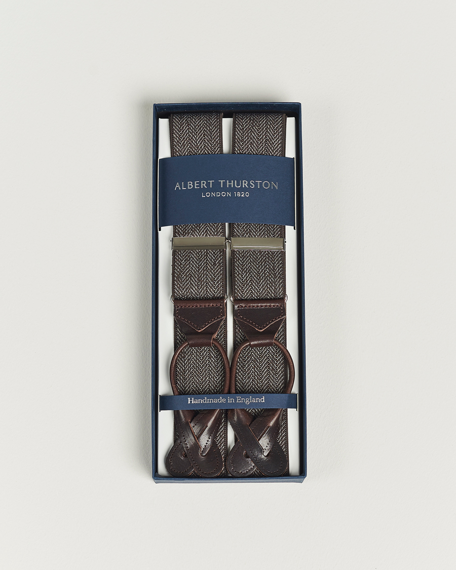 Mies | Albert Thurston Elastic Herringbone Braces 35mm Brown | Albert Thurston | Elastic Herringbone Braces 35mm Brown
