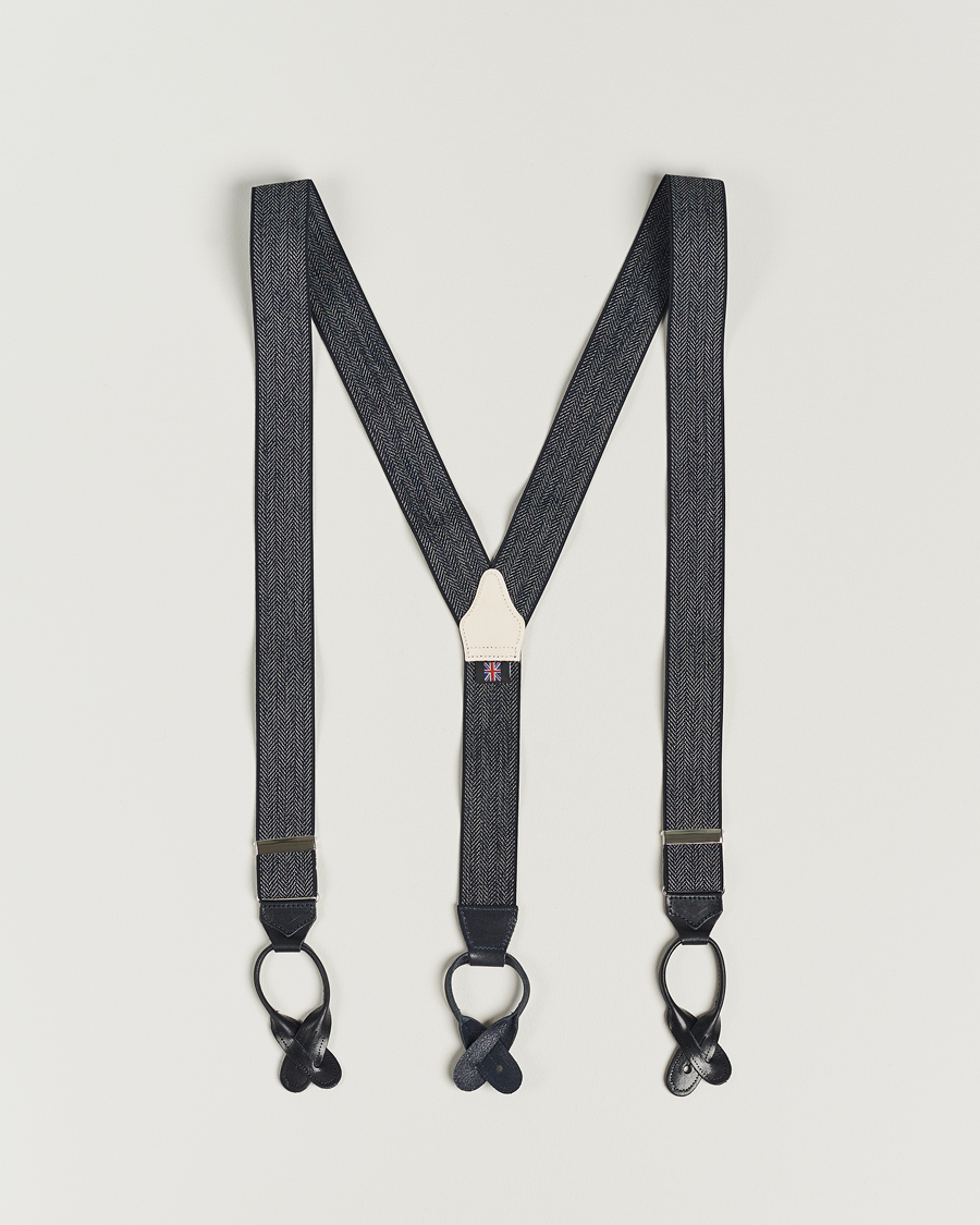 Mies | Albert Thurston Elastic Herringbone Braces 35mm Blue | Albert Thurston | Elastic Herringbone Braces 35mm Blue