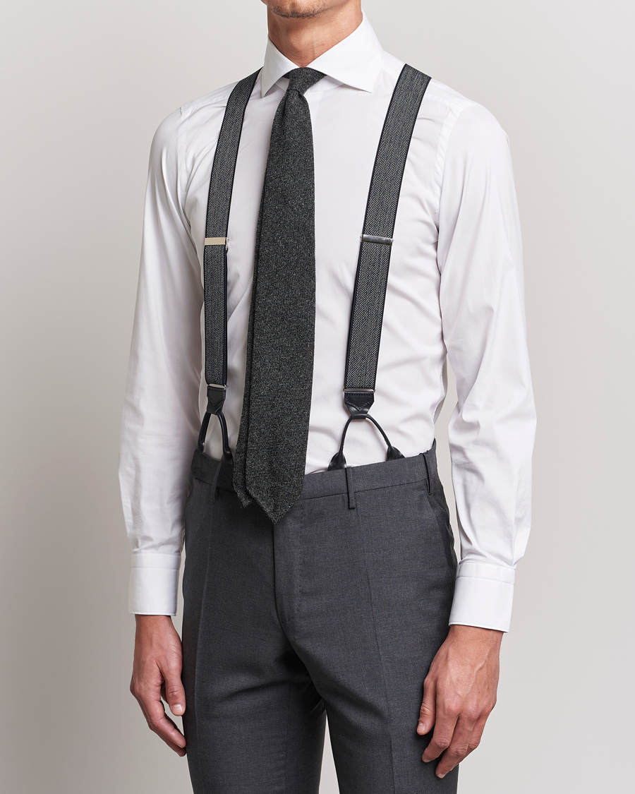 Mies | Albert Thurston Elastic Herringbone Braces 35mm Blue | Albert Thurston | Elastic Herringbone Braces 35mm Blue