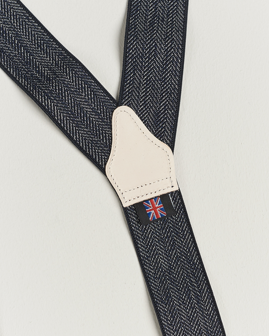Mies | Albert Thurston Elastic Herringbone Braces 35mm Blue | Albert Thurston | Elastic Herringbone Braces 35mm Blue