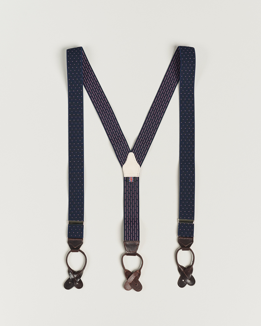 Mies | Albert Thurston Elastic Dot Braces 35mm Blue | Albert Thurston | Elastic Dot Braces 35mm Blue
