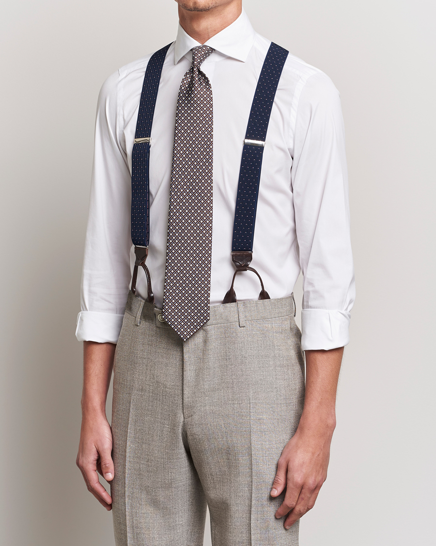 Mies | Albert Thurston Elastic Dot Braces 35mm Blue | Albert Thurston | Elastic Dot Braces 35mm Blue