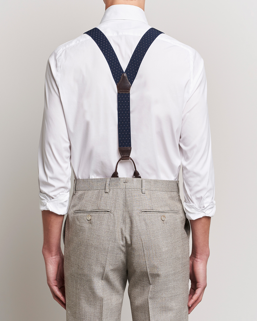 Mies | Albert Thurston Elastic Dot Braces 35mm Blue | Albert Thurston | Elastic Dot Braces 35mm Blue