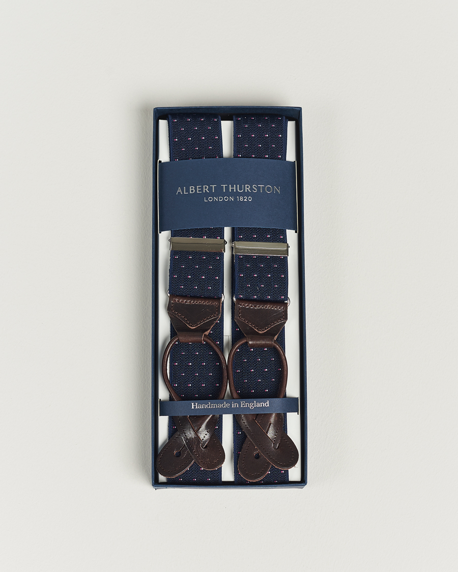 Mies | Albert Thurston Elastic Dot Braces 35mm Blue | Albert Thurston | Elastic Dot Braces 35mm Blue