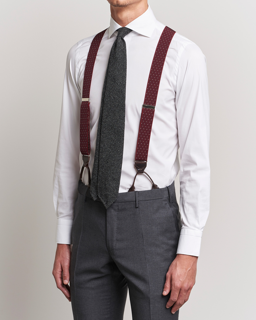Mies | Albert Thurston Elastic Dot Braces 35mm Wine | Albert Thurston | Elastic Dot Braces 35mm Wine