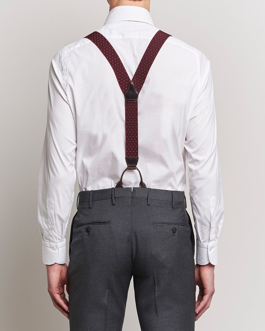 Mies | Albert Thurston Elastic Dot Braces 35mm Wine | Albert Thurston | Elastic Dot Braces 35mm Wine