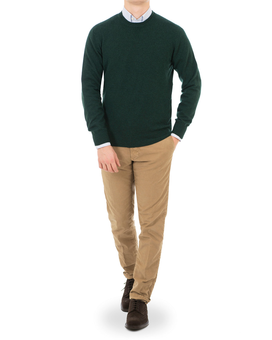 Mies | Puserot | Piacenza Cashmere | Cashmere Crew Neck Sweater Racing Green