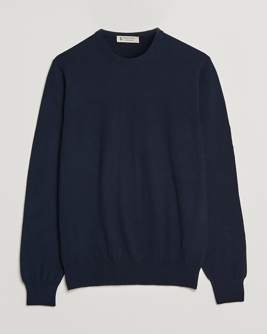 Mies | Puserot | Piacenza Cashmere | Cashmere Crew Neck Sweater Navy