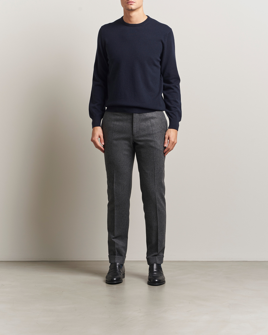 Mies | Puserot | Piacenza Cashmere | Cashmere Crew Neck Sweater Navy