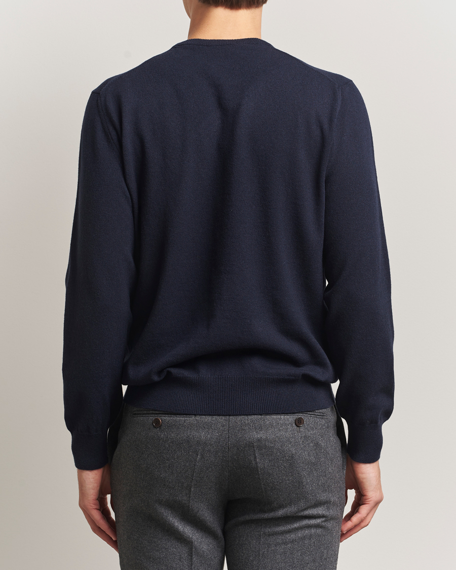 Mies | Puserot | Piacenza Cashmere | Cashmere Crew Neck Sweater Navy