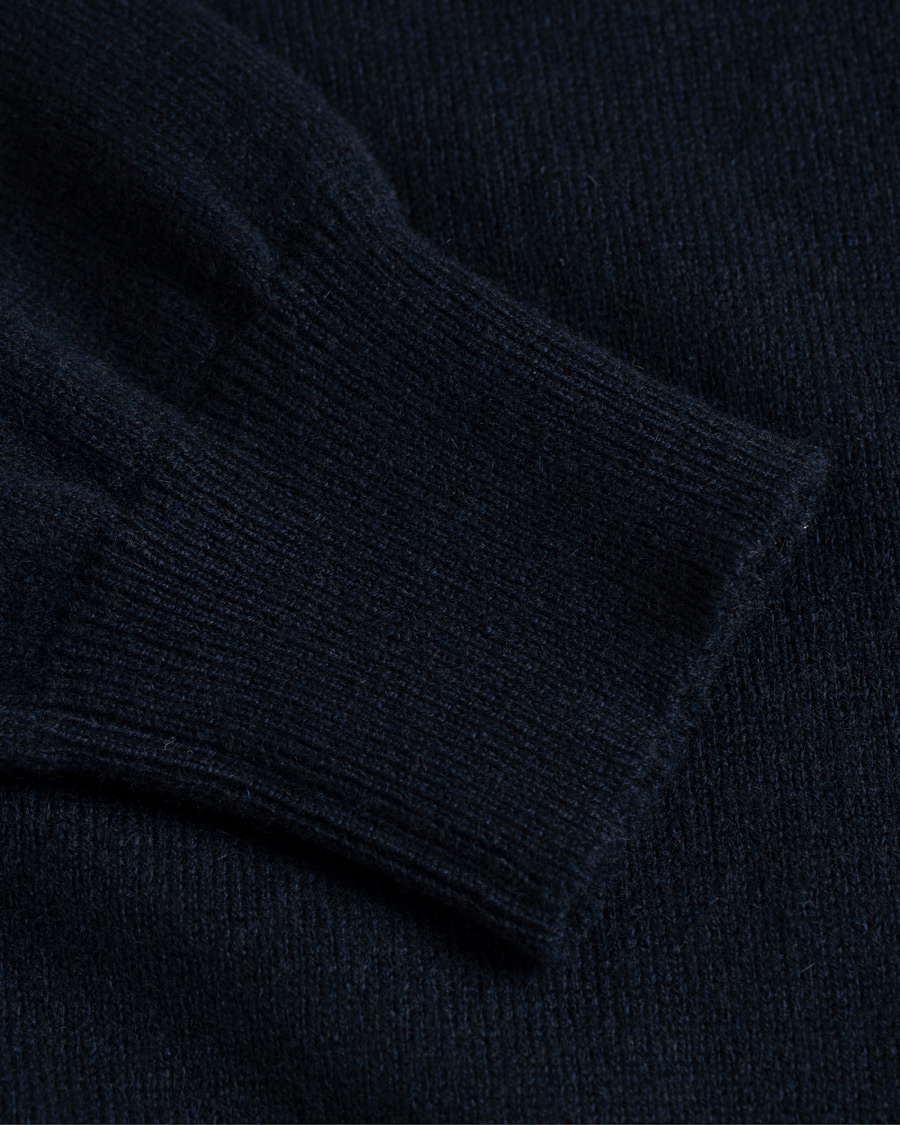 Mies | Puserot | Piacenza Cashmere | Cashmere Half Zip Sweater Navy