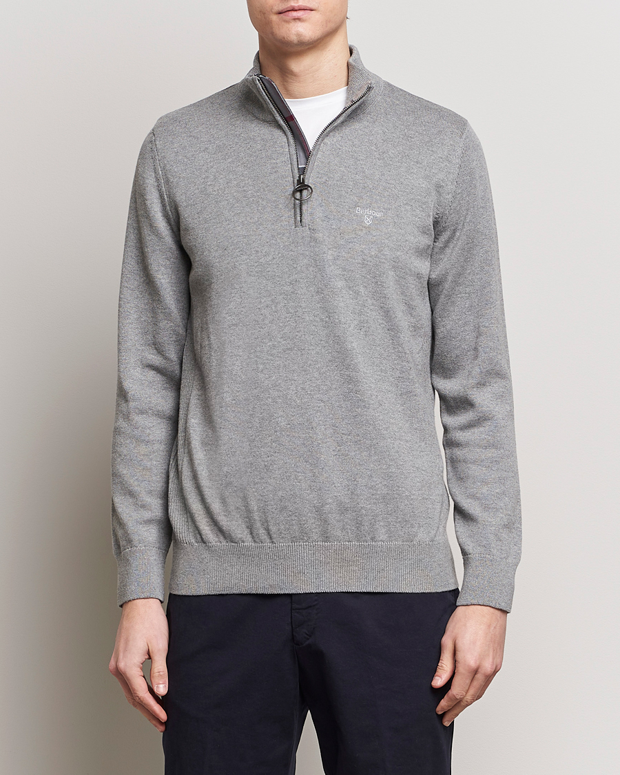 Mies | Puserot | Barbour Lifestyle | Cotton Half Zip Grey Marl