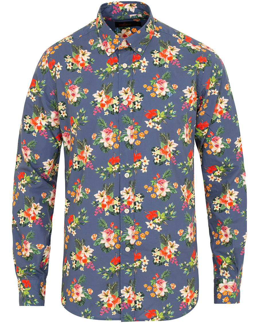 Mies | Kauluspaidat | Morris | Dan Button Down Flower Shirt Blue