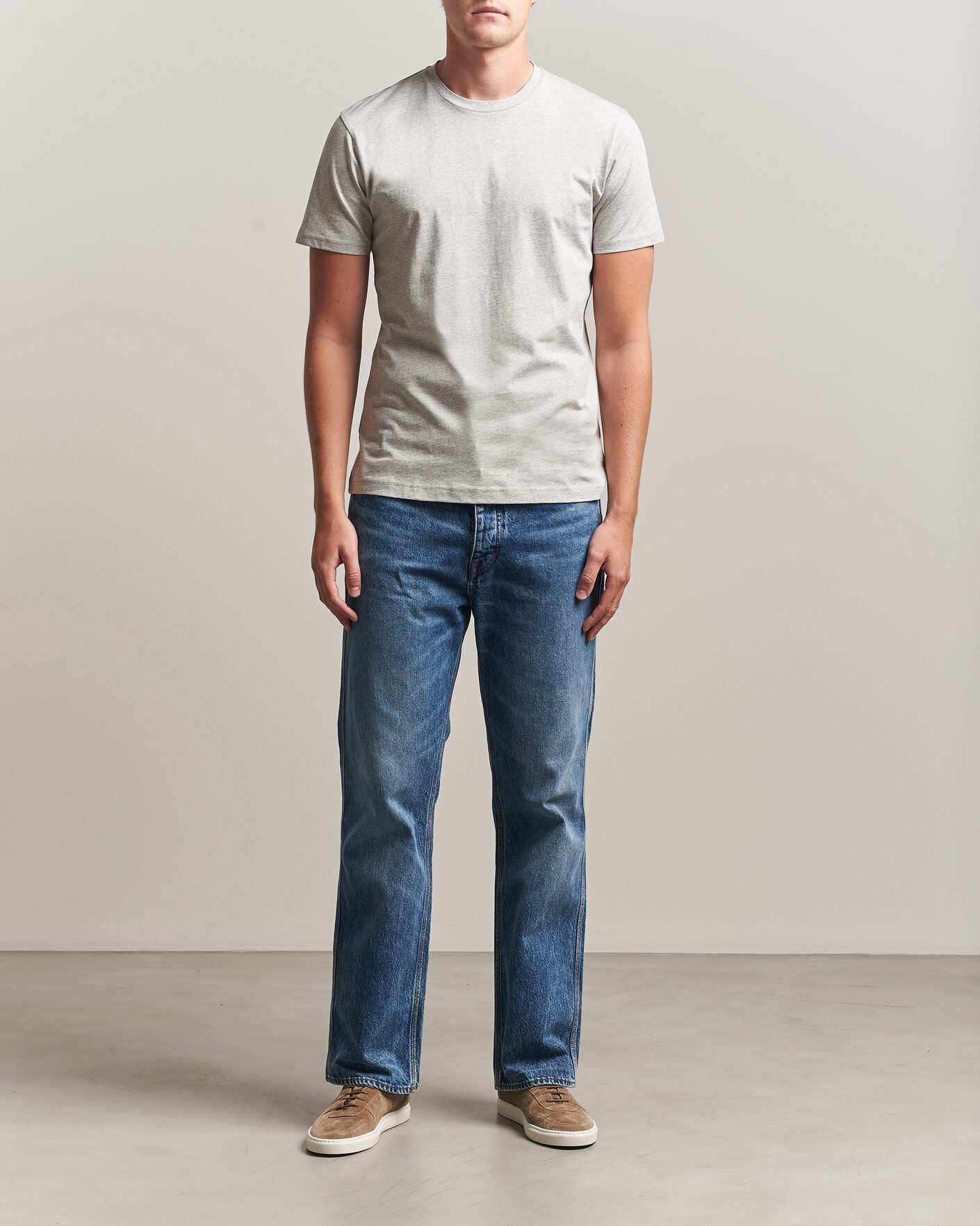 Mies | T-paidat | Sunspel | Riviera Midweight T-Shirt Grey Melange