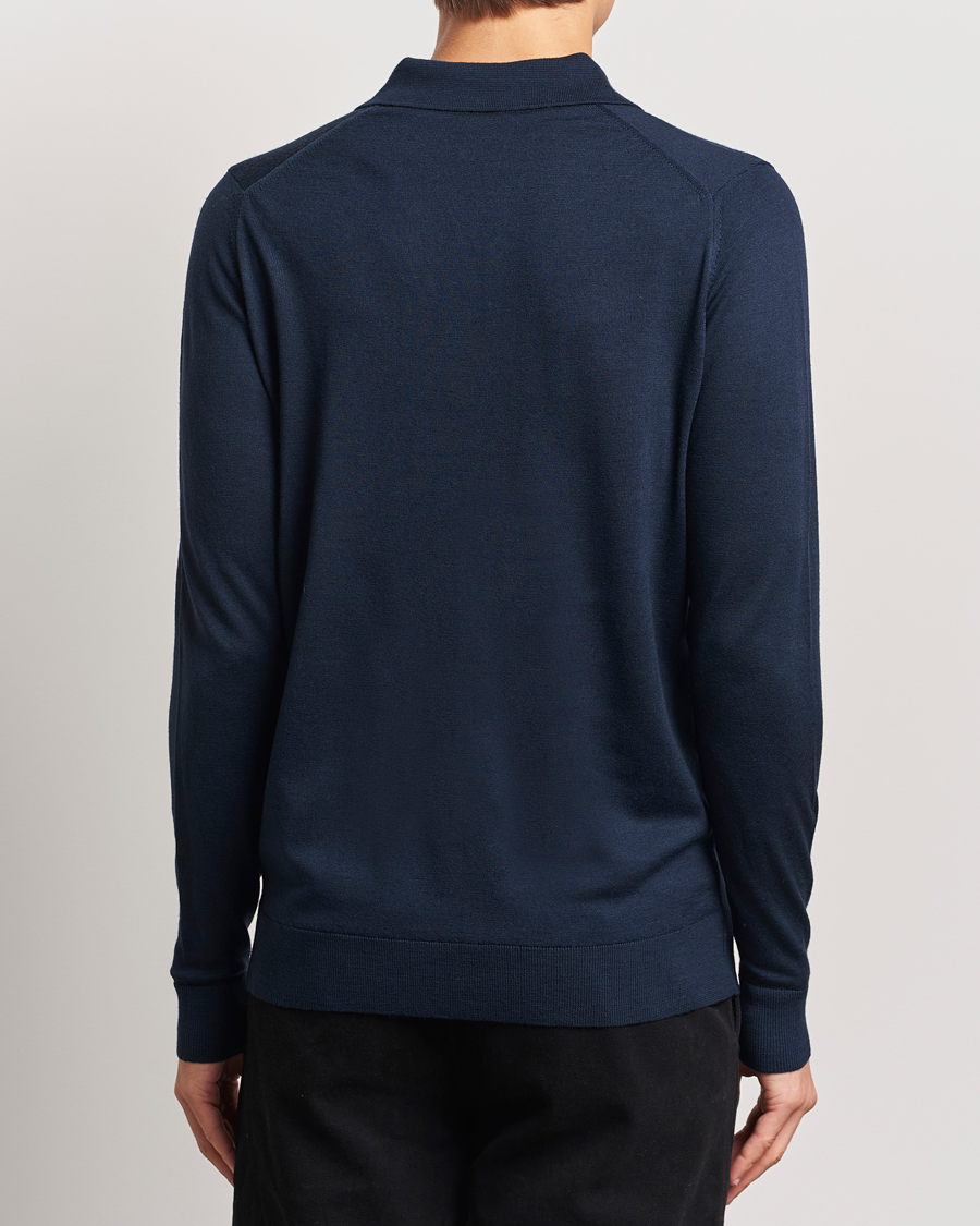 Mies | Puserot | Sunspel | Long Sleeve Polo Navy