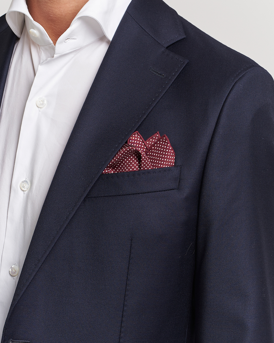Mies | Taskuliinat | Eton | Silk Polka Dot Pocket Square Wine