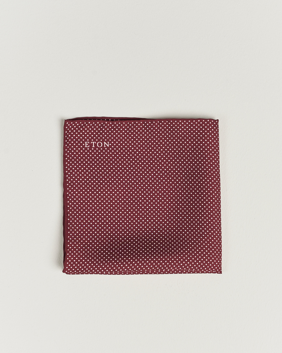 Mies | Taskuliinat | Eton | Silk Polka Dot Pocket Square Wine