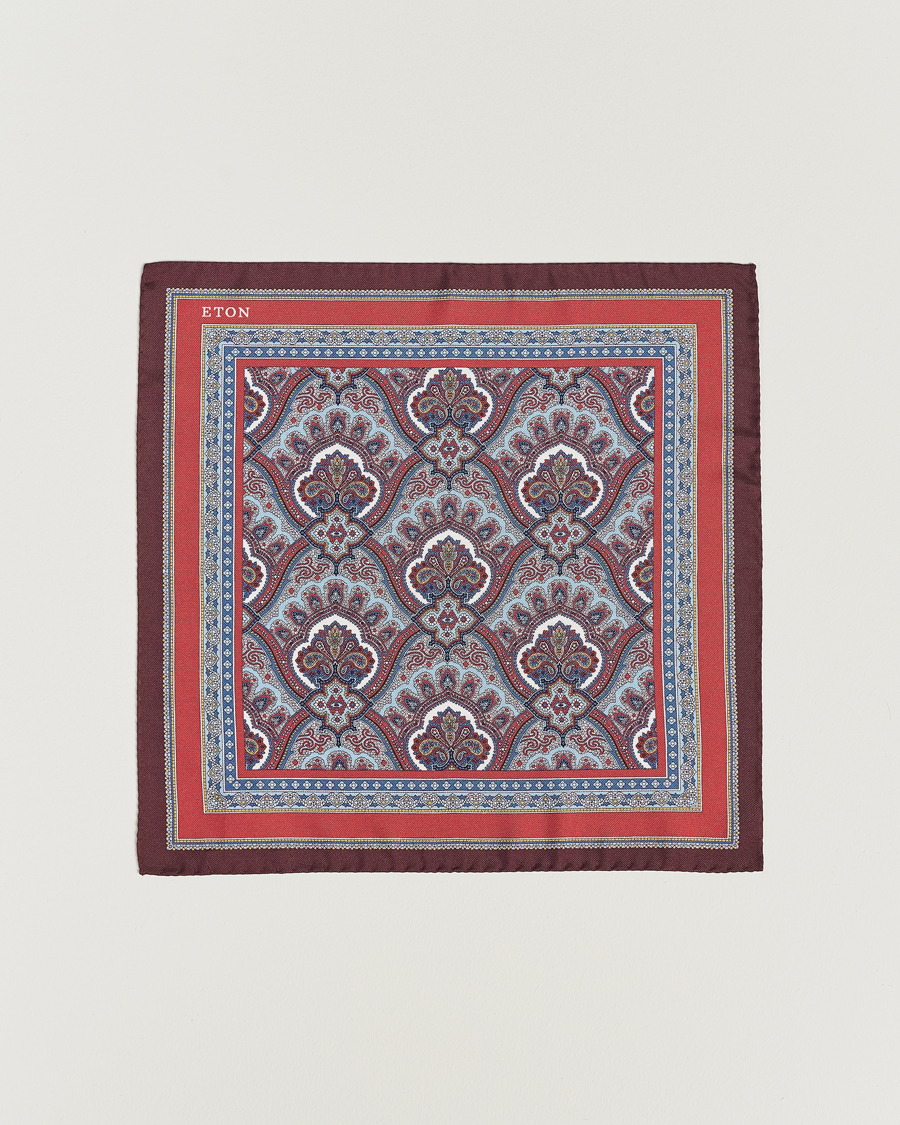Mies | Taskuliinat | Eton | Silk Paisley Print Pocket Square Red