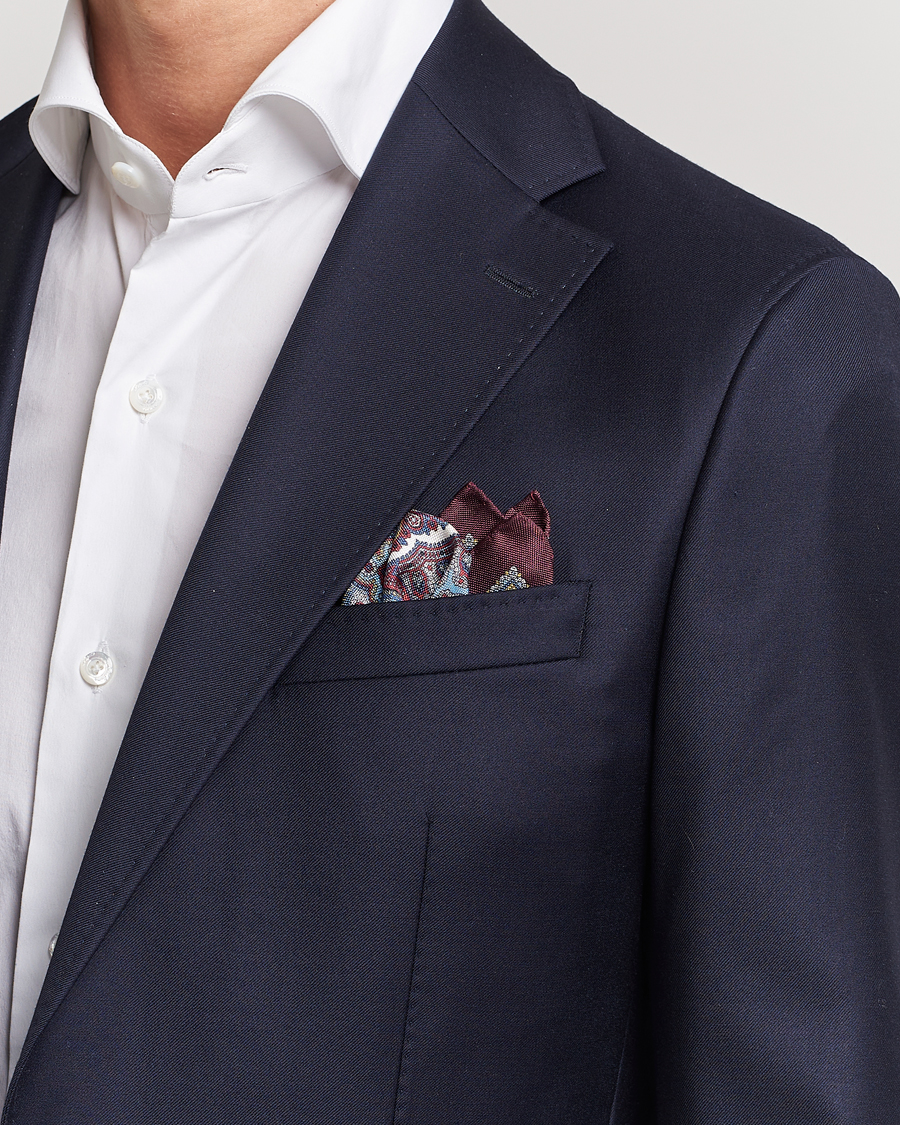Mies | Taskuliinat | Eton | Silk Paisley Print Pocket Square Red