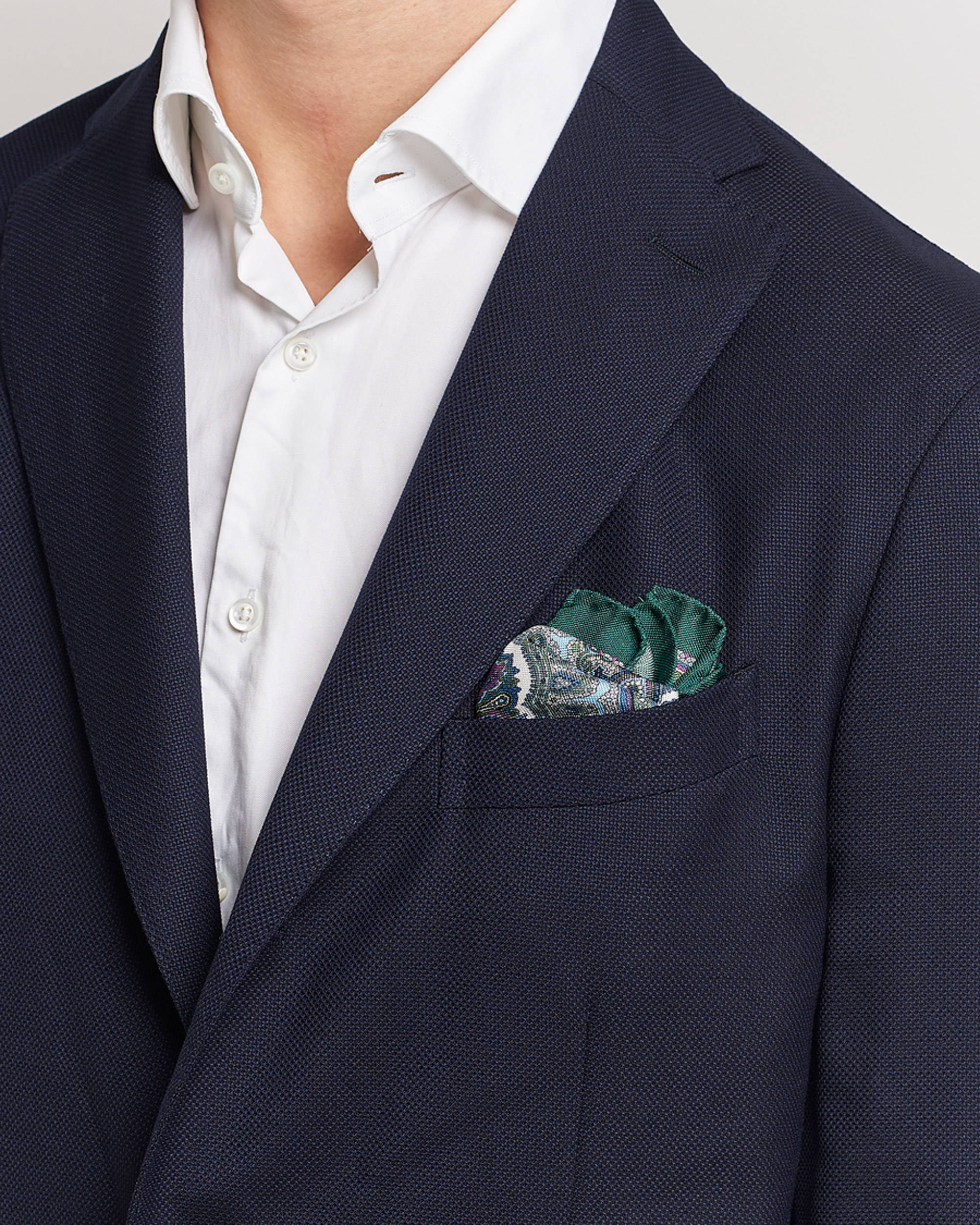 Mies | Taskuliinat | Eton | Silk Paisley Print Pocket Square Green