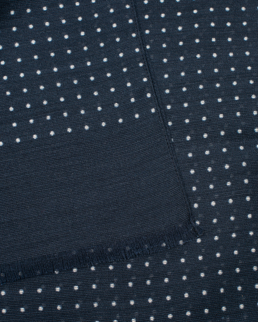 Mies | Huivit | Eton | Silk Wool Polka Dot Scarf Blue