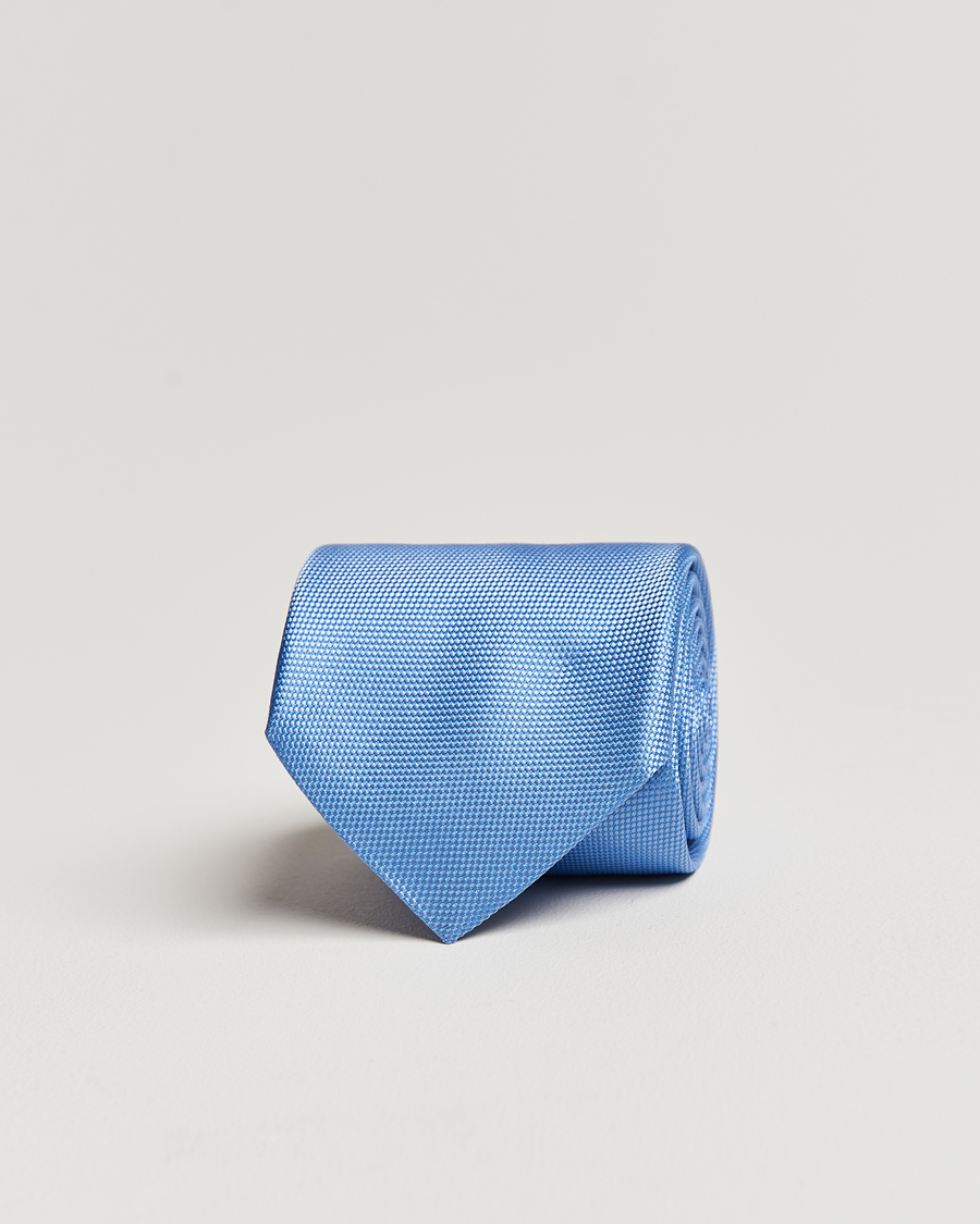 Mies | Solmiot | Eton | Silk Basket Weave Tie Light Blue