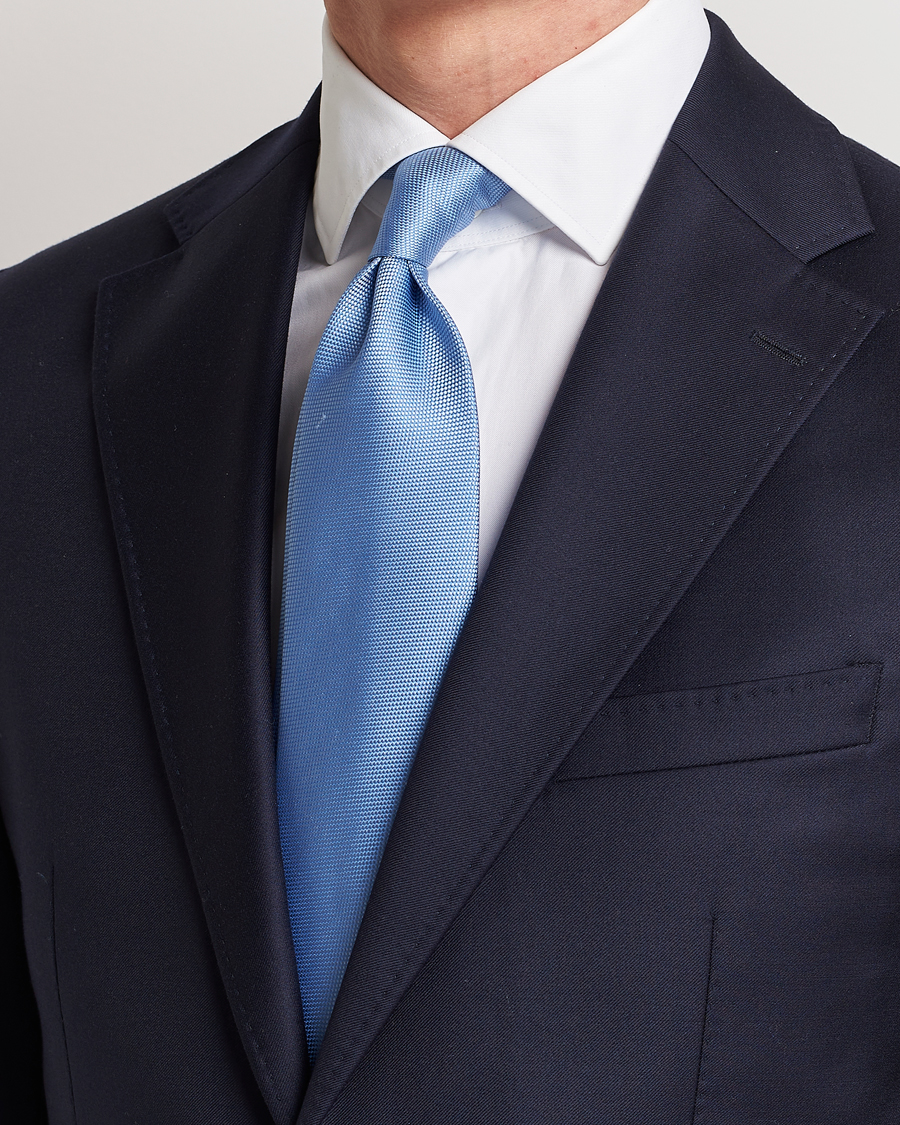 Mies | Business & Beyond | Eton | Silk Basket Weave Tie Light Blue