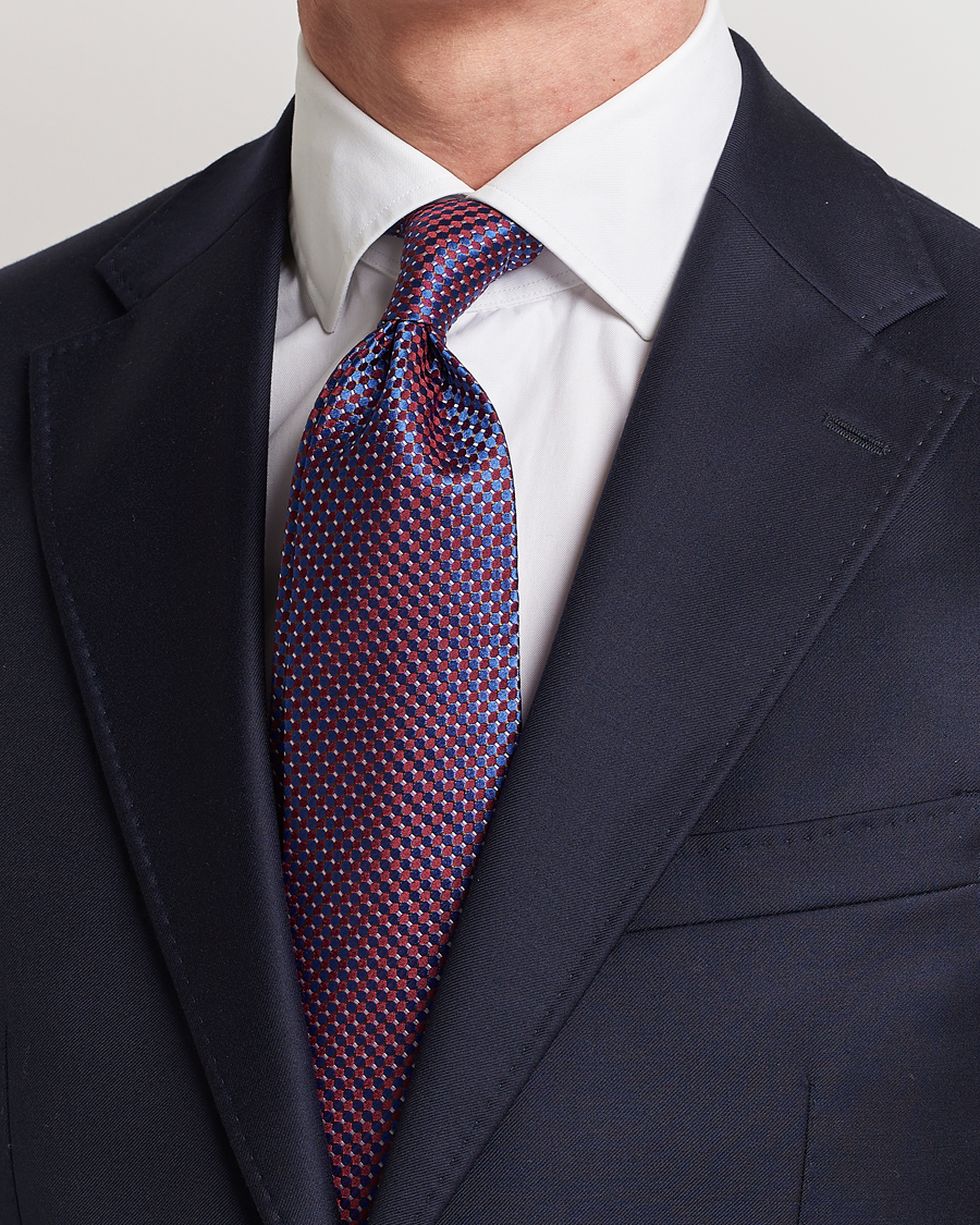 Mies | Eton | Eton | Silk Geometric Weave Tie Blue/Red