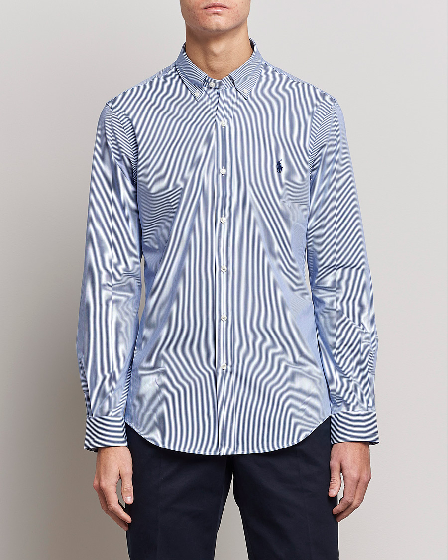 Mies | Kauluspaidat | Polo Ralph Lauren | Slim Fit Thin Stripe Poplin Shirt Blue/White