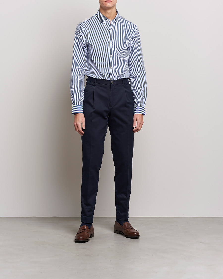 Mies | Kauluspaidat | Polo Ralph Lauren | Slim Fit Big Stripe Poplin Shirt Blue/White