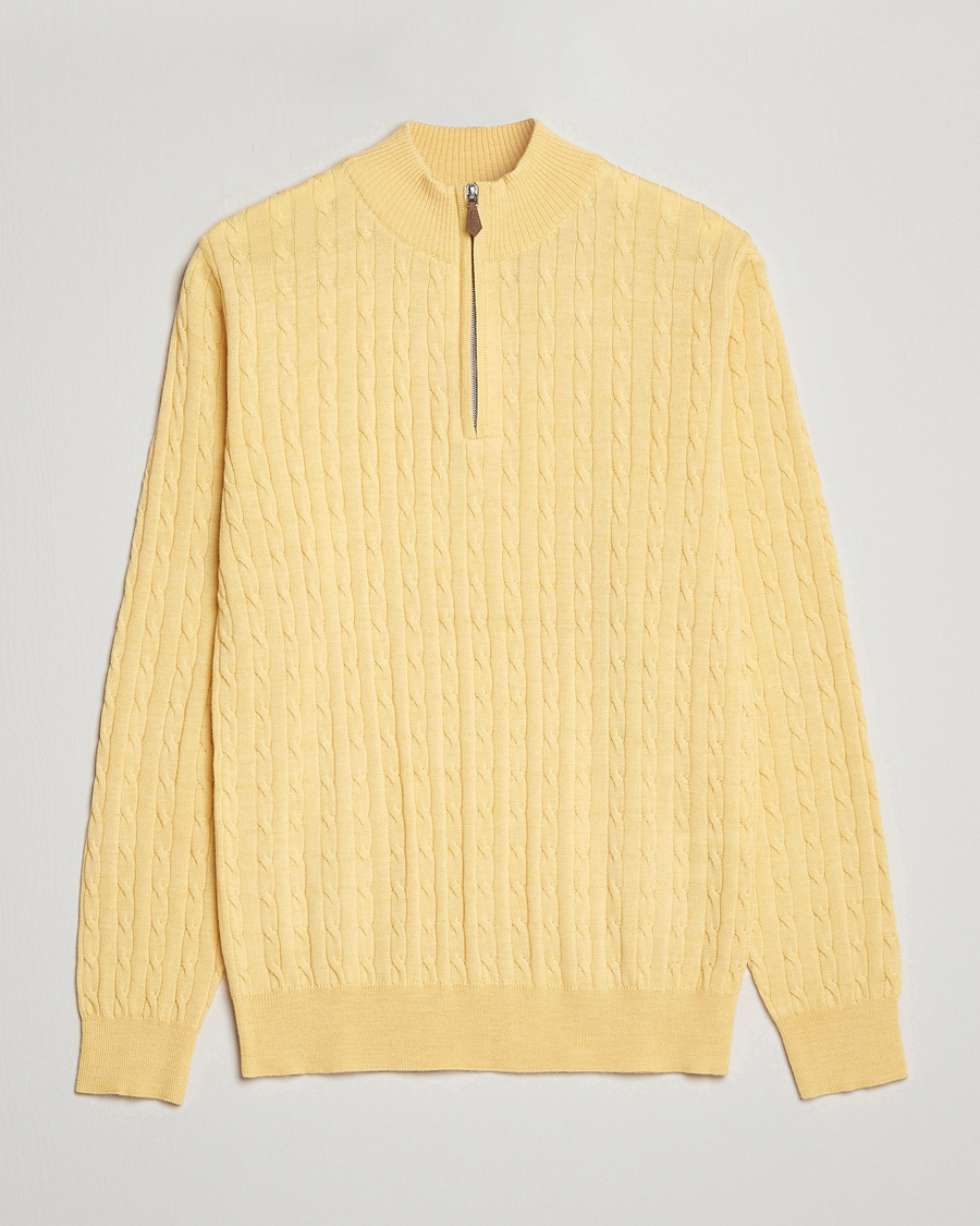 Mies | Puserot | Stenströms | Merino Cable Half Zip Yellow