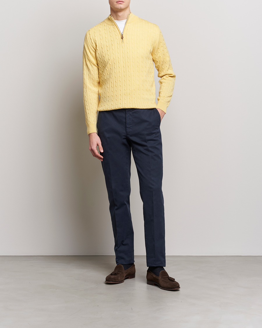 Mies | Puserot | Stenströms | Merino Cable Half Zip Yellow
