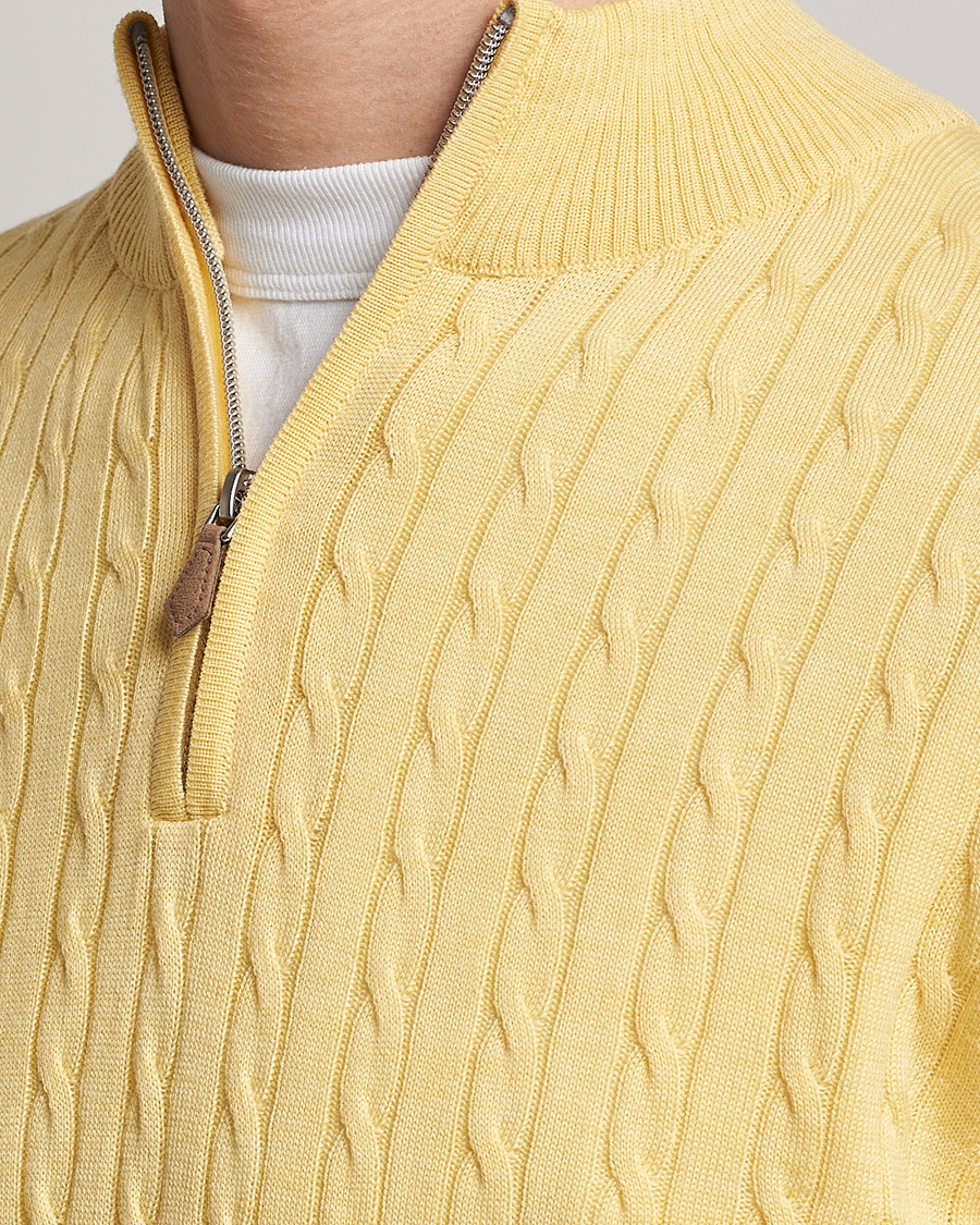 Mies | Puserot | Stenströms | Merino Cable Half Zip Yellow