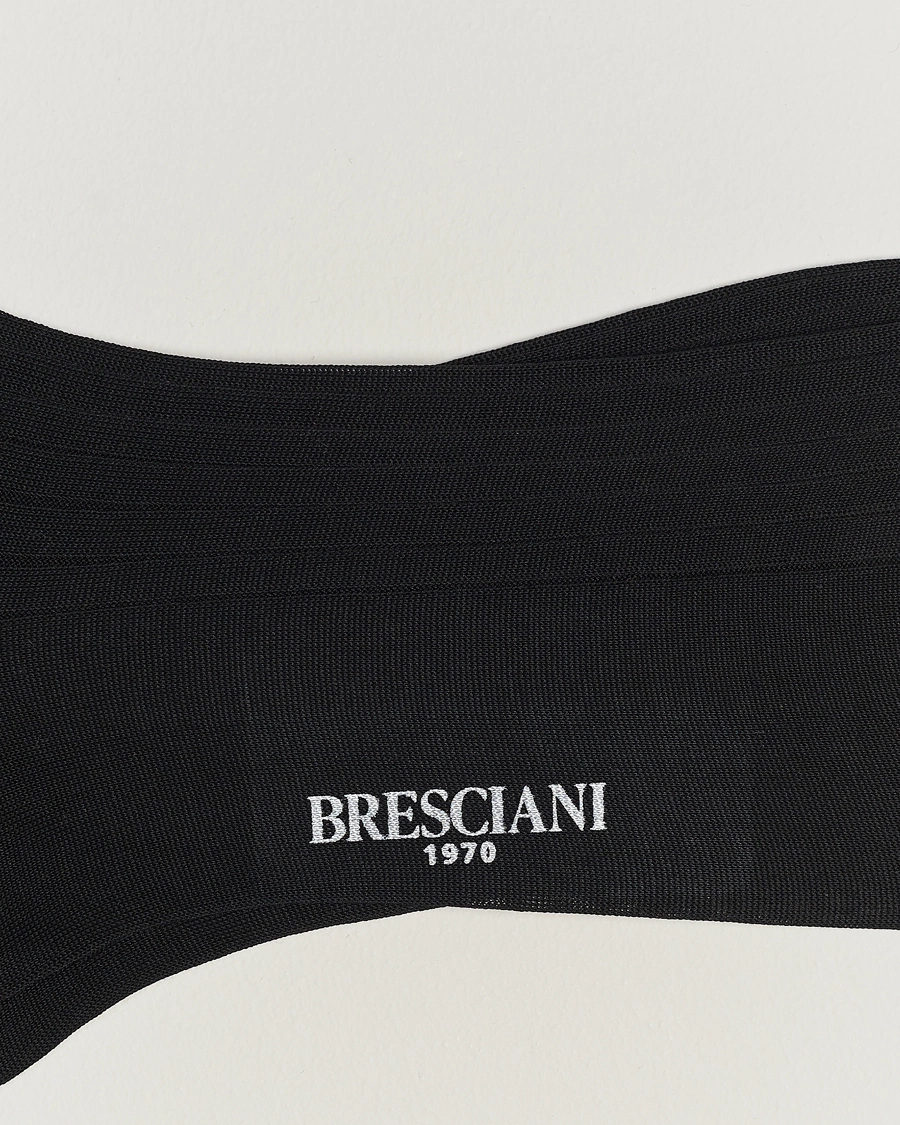 Mies | Bresciani | Bresciani | Cotton Ribbed Short Socks Black