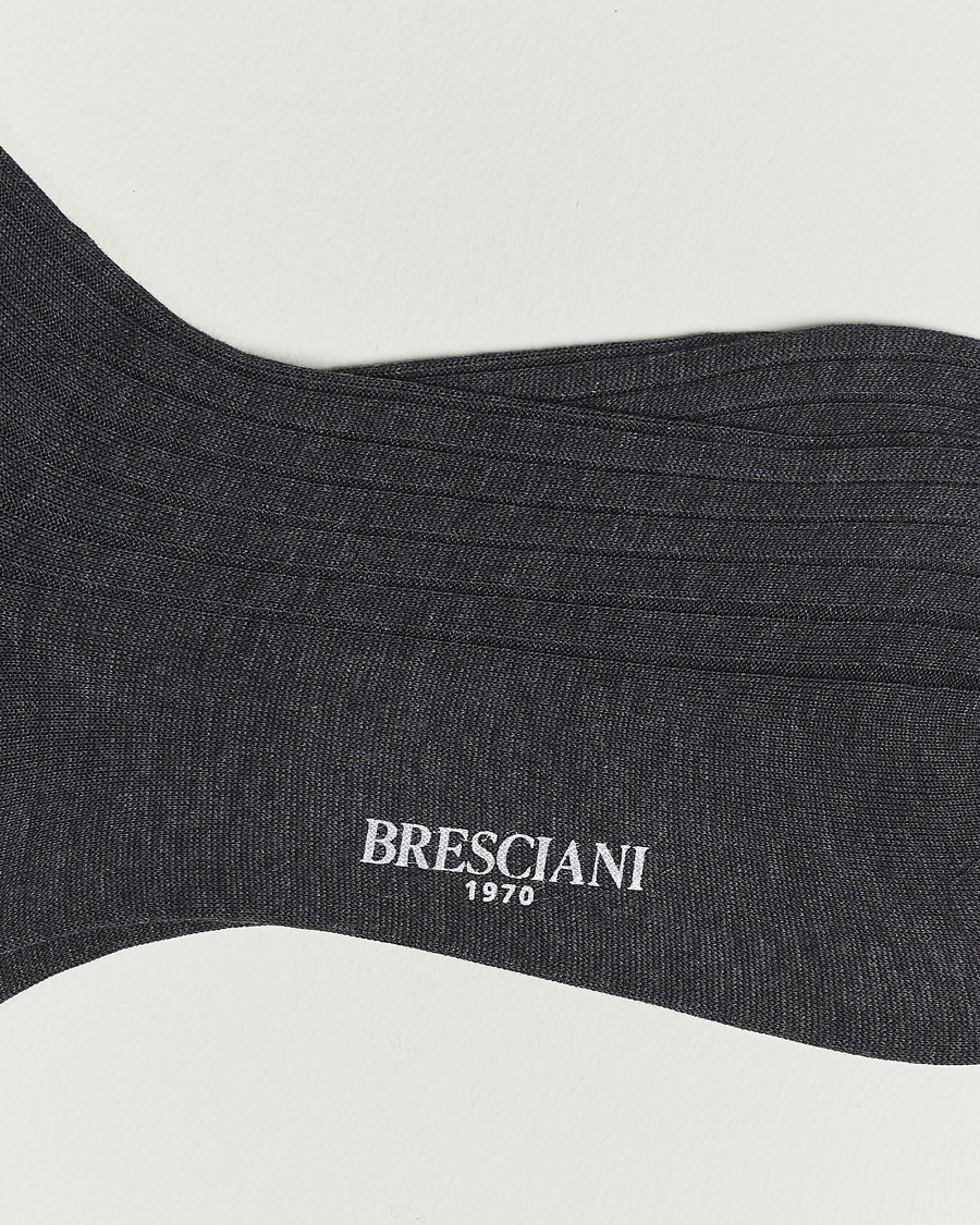 Mies |  | Bresciani | Cotton Ribbed Short Socks Grey Melange