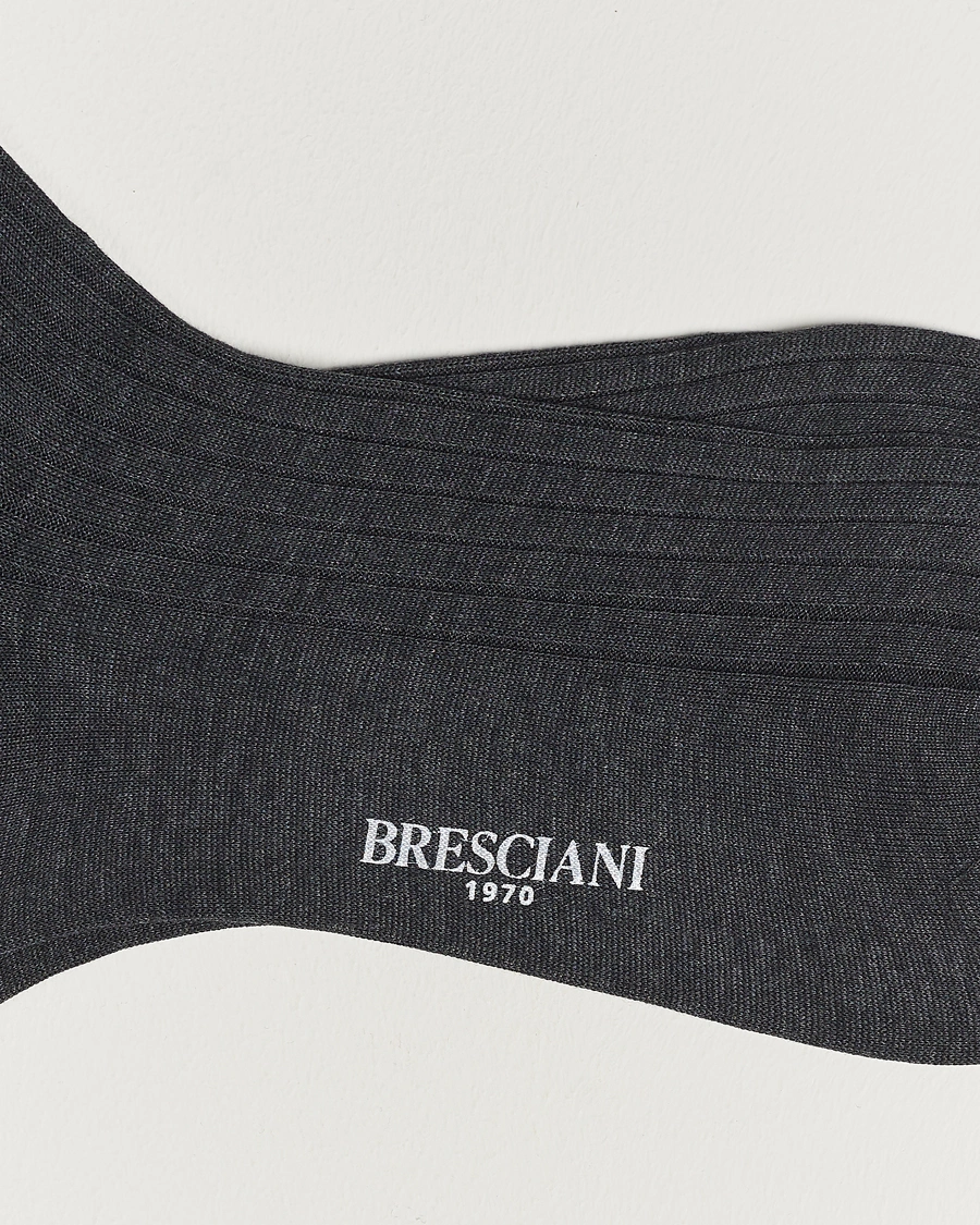 Mies | Bresciani | Bresciani | Cotton Ribbed Short Socks Grey Melange