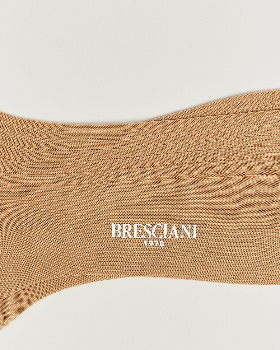 Mies | Alusvaatteet | Bresciani | Cotton Ribbed Short Socks Light Khaki