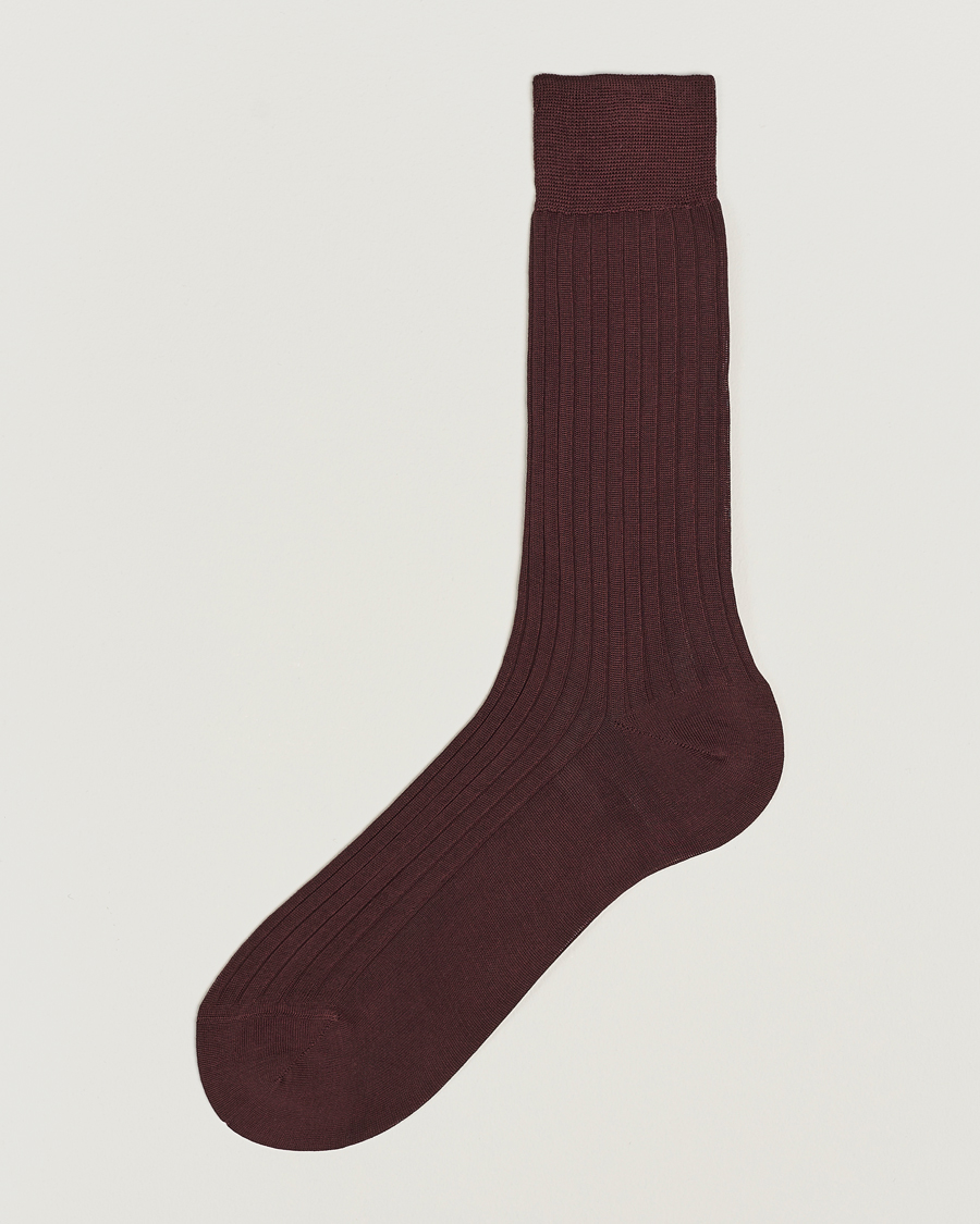 Miehet |  | Bresciani | Cotton Ribbed Short Socks Burgundy
