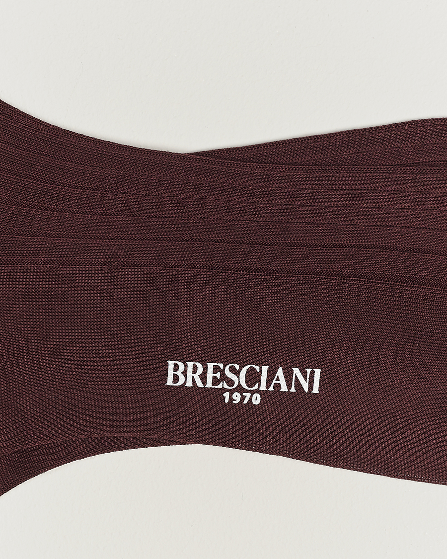 Mies | Alusvaatteet | Bresciani | Cotton Ribbed Short Socks Burgundy
