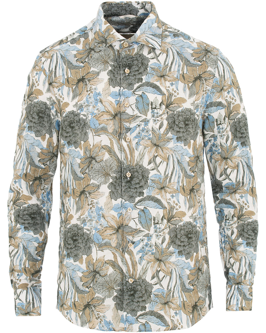 Mies | Kauluspaidat | Stenströms | Slimline Printed Flower Shirt White