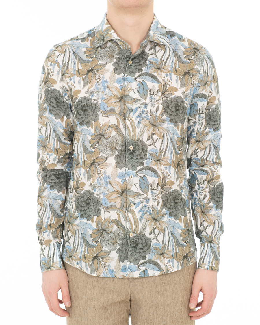 Mies | Kauluspaidat | Stenströms | Slimline Printed Flower Shirt White