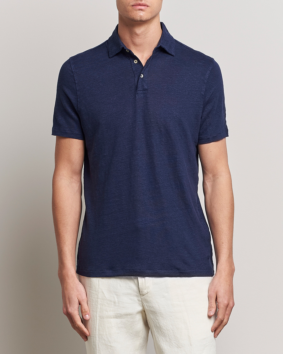 Mies | Pikeet | Stenströms | Linen Polo Shirt Navy