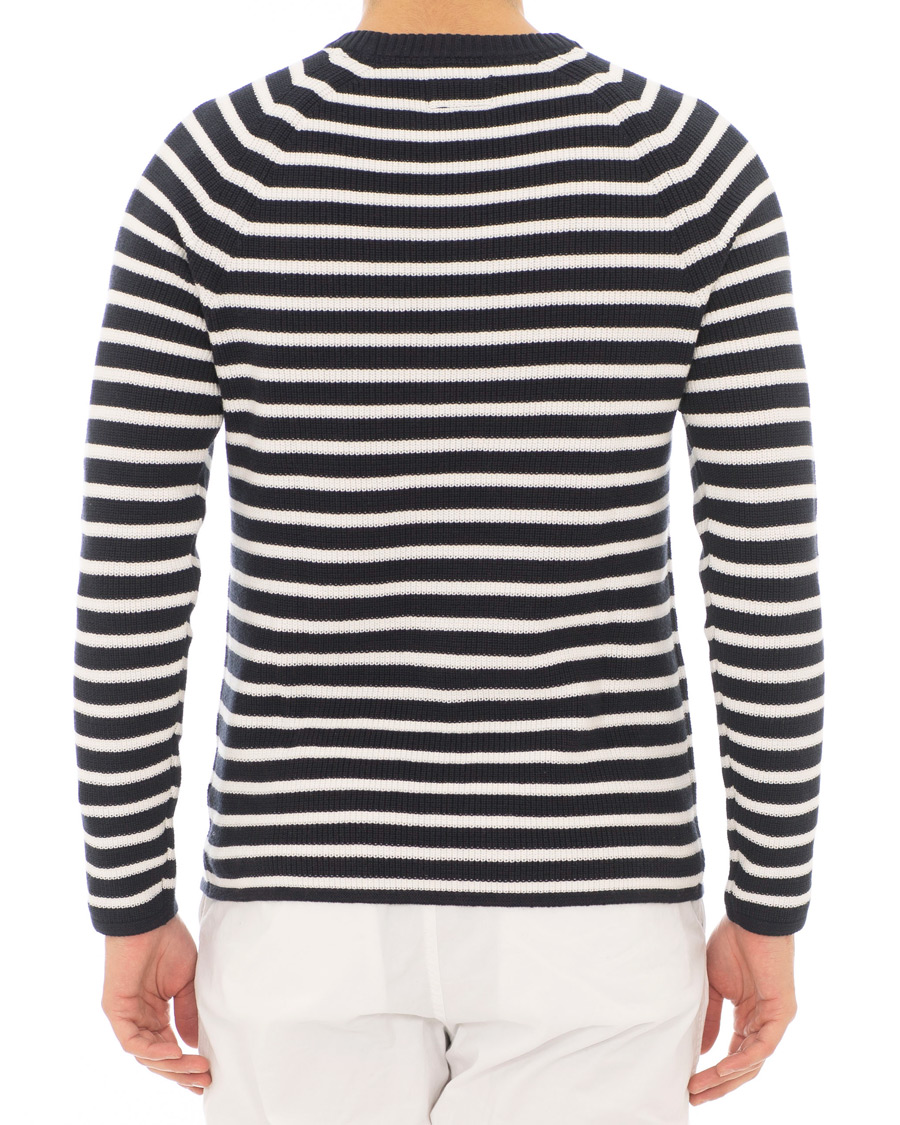 Mies | Puserot | Morris | Calton Stripe O-Neck White/Navy