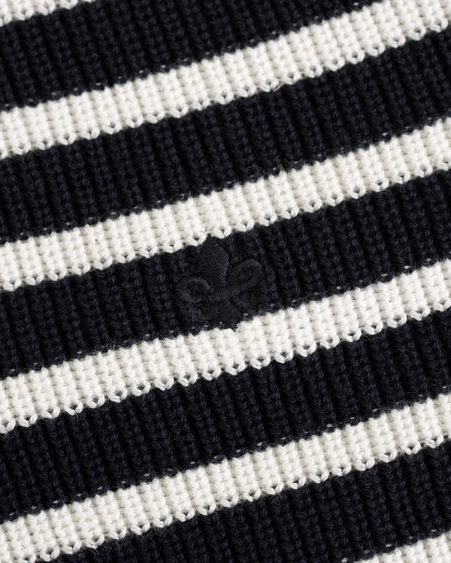 Mies | Puserot | Morris | Calton Stripe O-Neck White/Navy