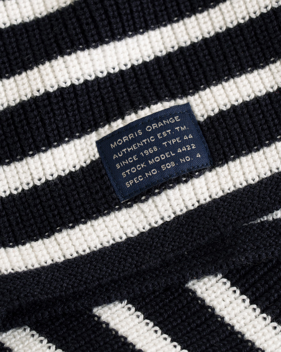 Mies | Puserot | Morris | Calton Stripe O-Neck White/Navy
