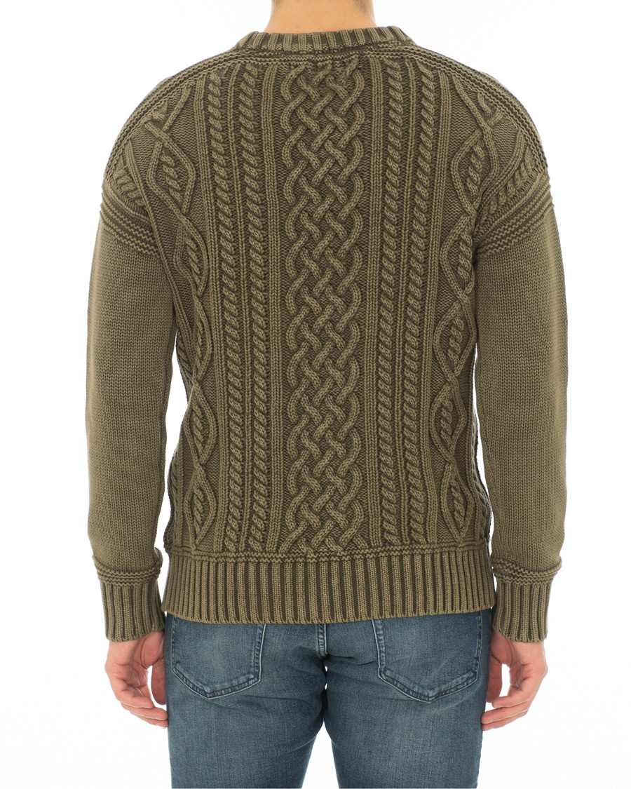 Mies | Puserot | Morris | Cleve Cable O-Neck Washed Olive