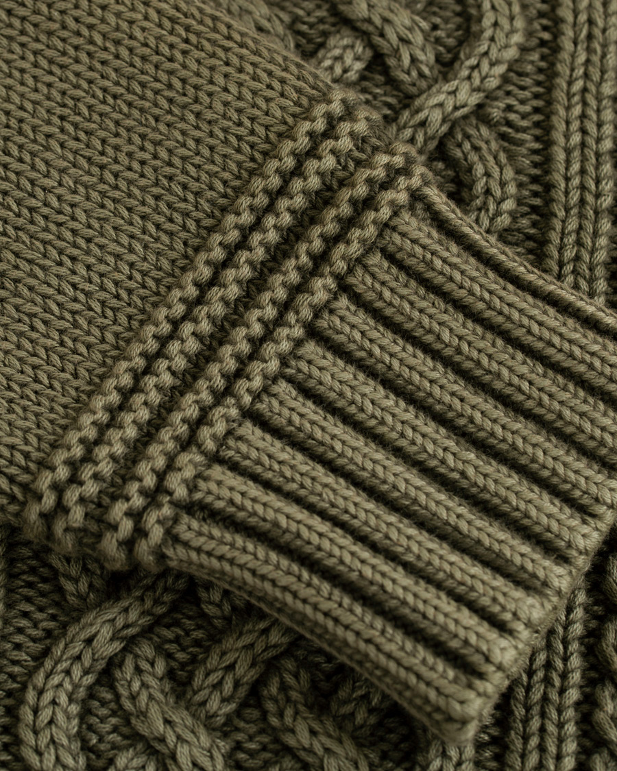 Mies | Puserot | Morris | Cleve Cable O-Neck Washed Olive