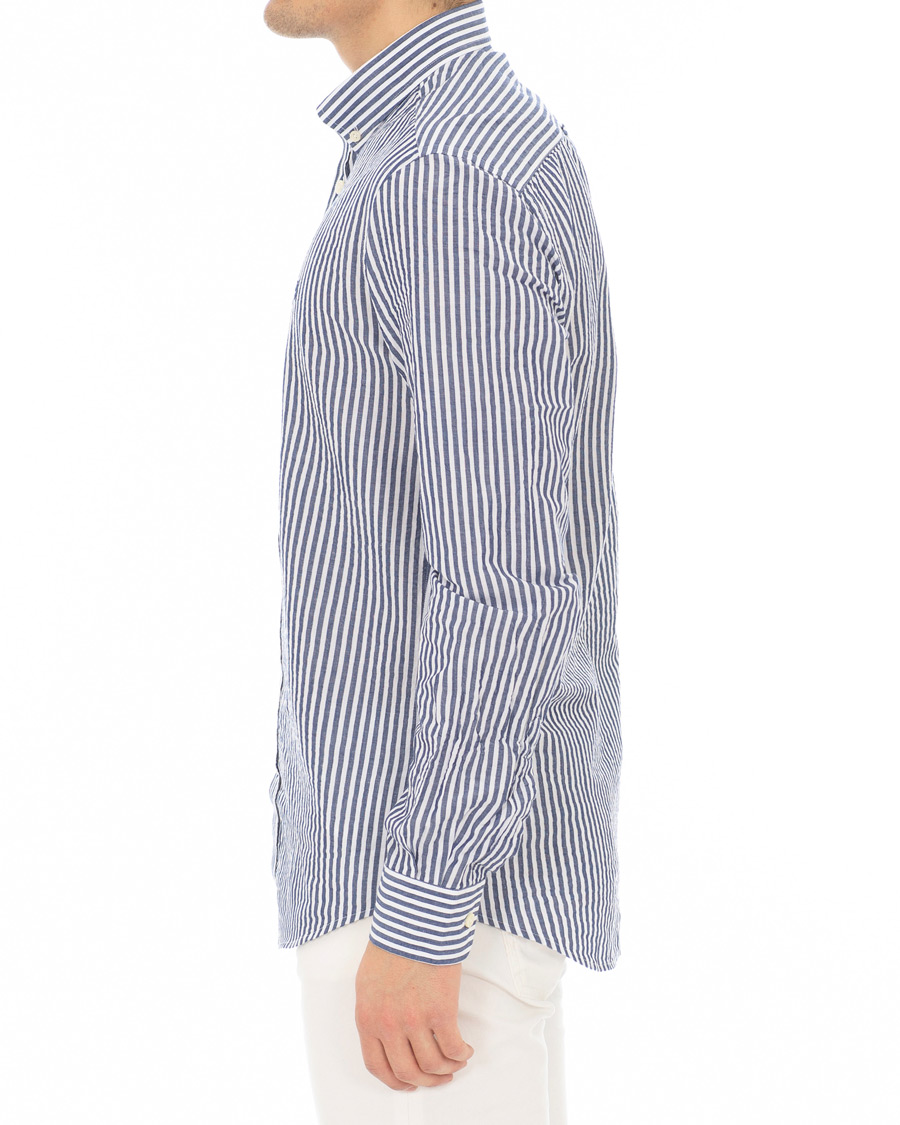 Mies | Kauluspaidat | Morris | Nolan Stripe Button Down Shirt White/Navy