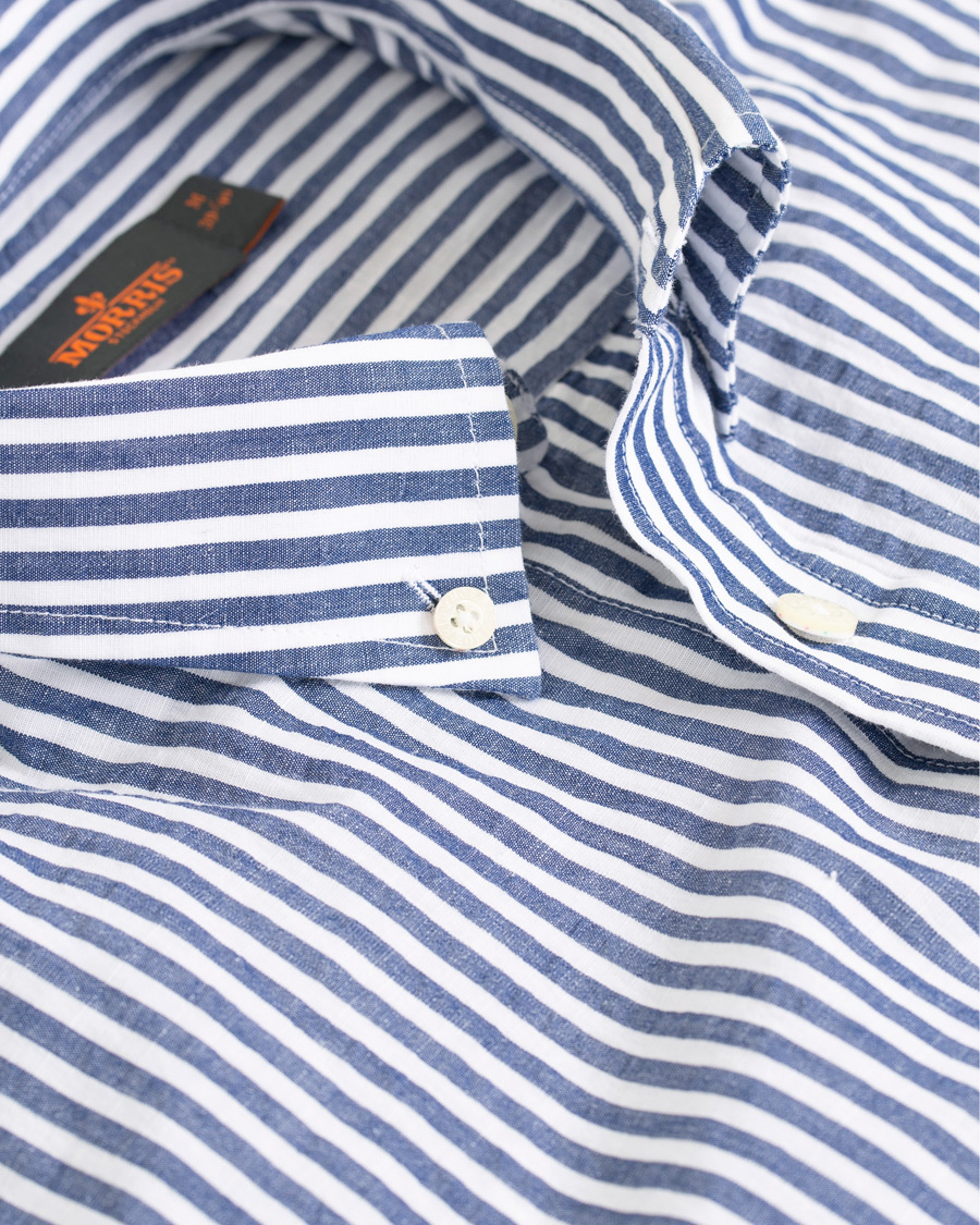 Mies | Kauluspaidat | Morris | Nolan Stripe Button Down Shirt White/Navy
